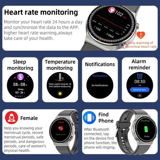 Accurate Measure ECG+PPG Smart Watch Men Healthy Monitoring Blood Pressure Body Temperature Sport Smartwatch For Android IOS - SHOWLU FASHION STORE