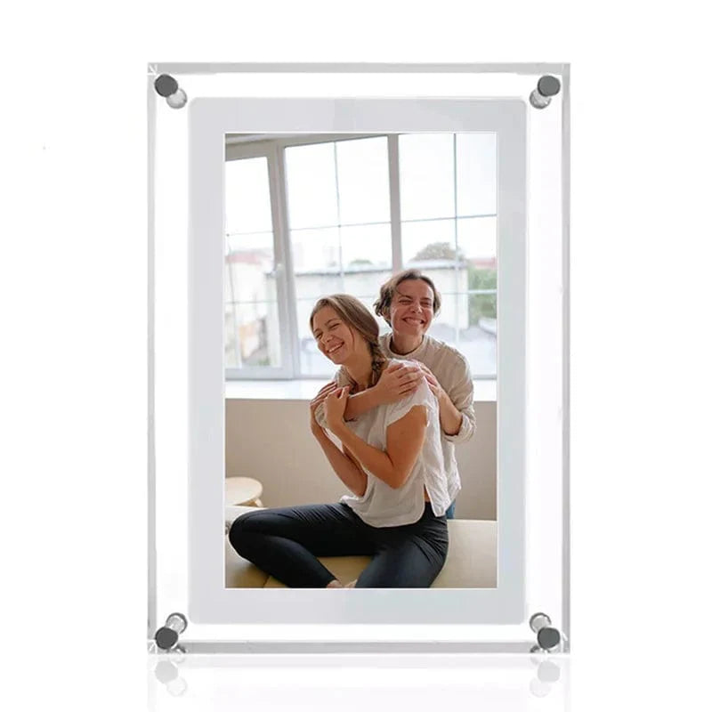 Zoeydam acrylic digital photo frame with a 5.7-inch IPS screen, vertical display, 2GB memory, and battery port for Showlu Fashion Store