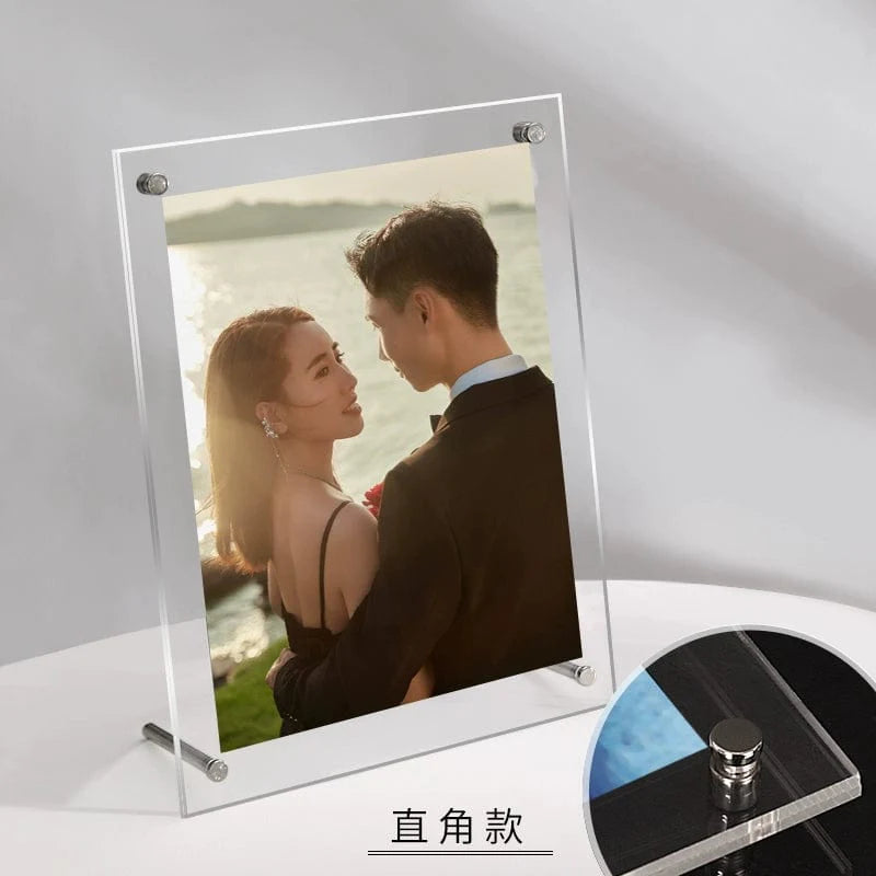 Clear 6-inch acrylic photo frame by Showlu Fashion Store, ideal for displaying postcards, photographs, or collectibles.