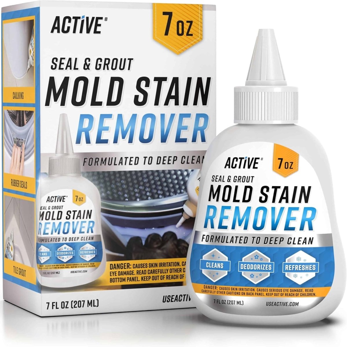 ACTIVE Mold Stain Remover Gel Cleaner Heavy Duty Stain Cleaner for Front Loader Washing Machine Seal, Bathroom Grout, Shower, Caulk - Front Load Washer Cleaning Solution - 7 Fl Oz - SHOWLU FASHION STORE