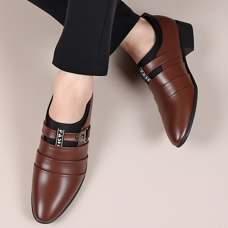 SHOWLU Men's formal business shoes with pointed toes and solid PU leather, stylish and professional for office wear