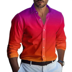 Advanced men's casual business gradient color shirt long sleeved shirt classic slim fit travel office fashionable lapel men's sh - SHOWLU FASHION STORE