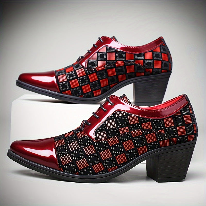 SHOWLU Men's business casual shoes in solid black PU leather, low top oxford style with sleek design and lace-up closure.