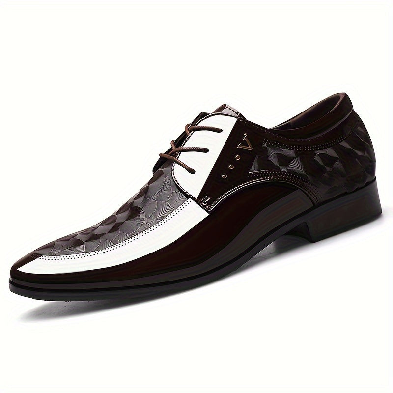SHOWLU Men's classic British oxford shoes in faux leather with pointed toe, stylish dress shoes for formal occasions.