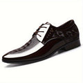 SHOWLU Men's classic British oxford shoes in faux leather with pointed toe, stylish dress shoes for formal occasions.