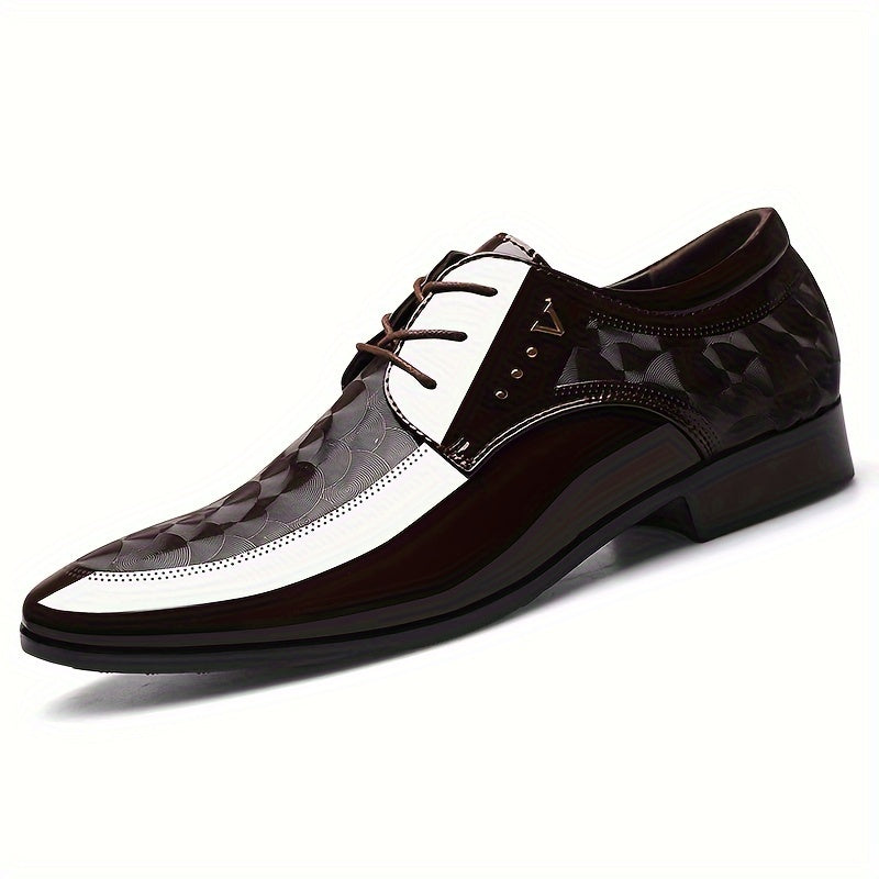 [Classic British Oxfords] Classic British Style Men's Oxfords - Solid Color Low Top Lace-Up with Pointed Toe, Faux Upper & Inner, Rubber Sole for Daily Wear, Wedding, Spring Season, Daily Wear Shoes