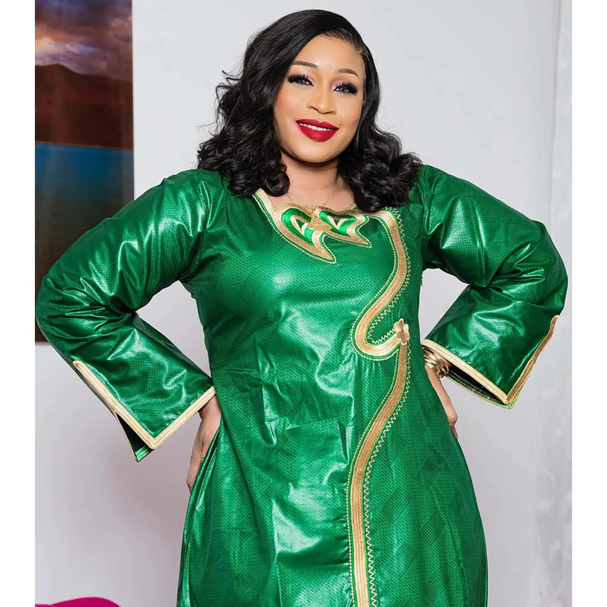 African Bazin Riche embroidery plus size women's party dress featuring elegant design and vibrant patterns for special occasions.