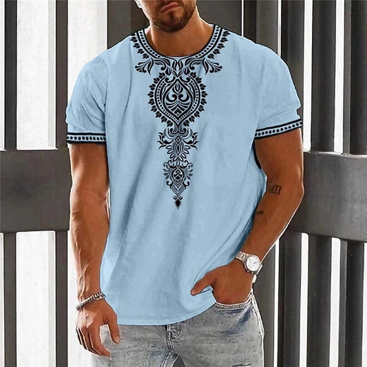 African Clothes For Men Dashiki T Shirts Traditional Wear Clothing Round Neck Casual Retro Streetwear Vintage Ethnic Style Tops - SHOWLU FASHION STORE