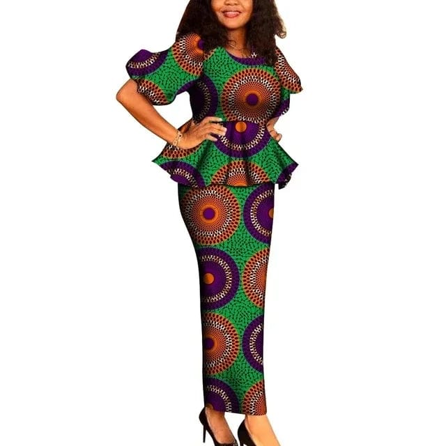 African Clothes for Women 2 PCS Sets Tops And Skirts Suits Dashiki Ankara Turkey Outfits Gown Plus Size Wedding Party Dresses - SHOWLU FASHION STORE