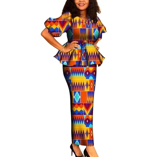 African Dashiki Ankara 2-piece skirt set by SHOWLU FASHION STORE, featuring cotton fabric, suitable for weddings and parties.