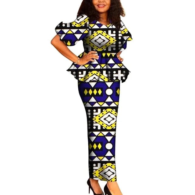 African Clothes for Women 2 PCS Sets Tops And Skirts Suits Dashiki Ankara Turkey Outfits Gown Plus Size Wedding Party Dresses - SHOWLU FASHION STORE