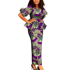 African Clothes for Women 2 PCS Sets Tops And Skirts Suits Dashiki Ankara Turkey Outfits Gown Plus Size Wedding Party Dresses - SHOWLU FASHION STORE