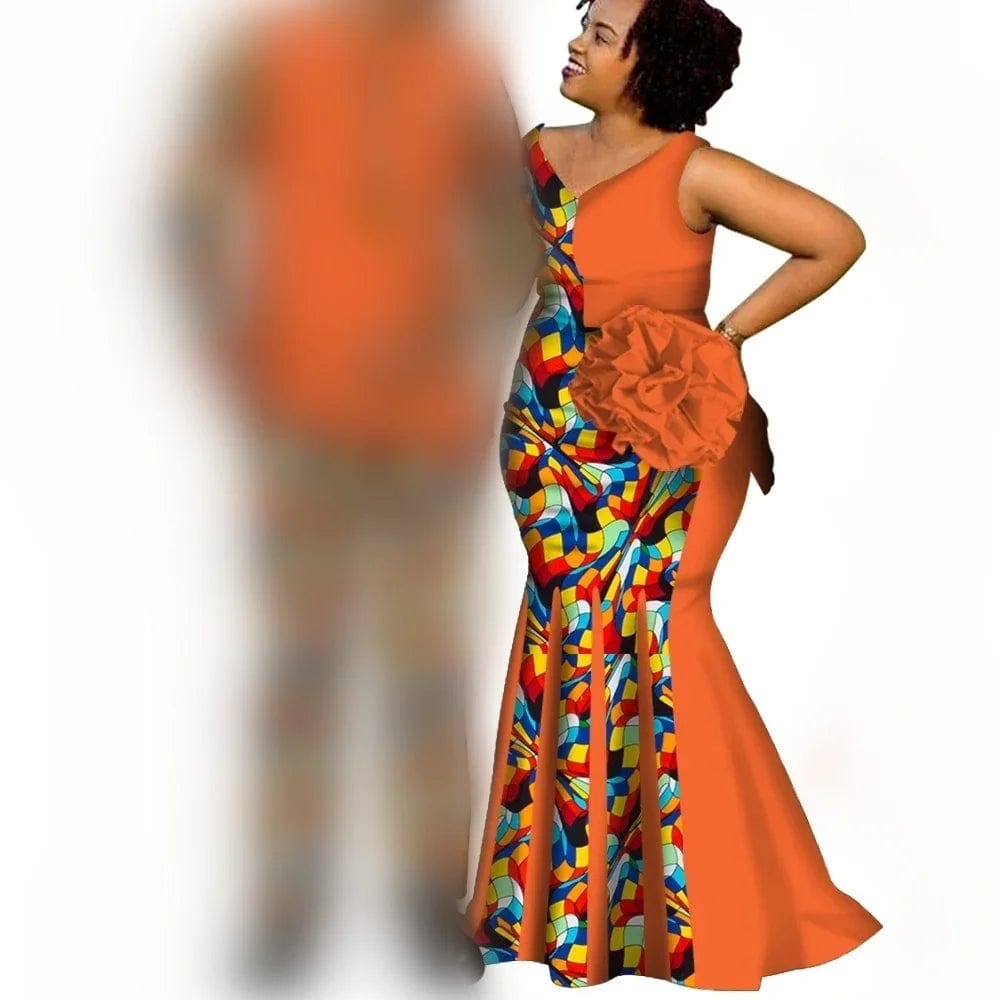 African Couple Clothes Women`s Long Maxi Dress And Men`s Tracksuit Dashiki Outfits Shirts And Pants Set Evening Wedding Party - SHOWLU FASHION STORE