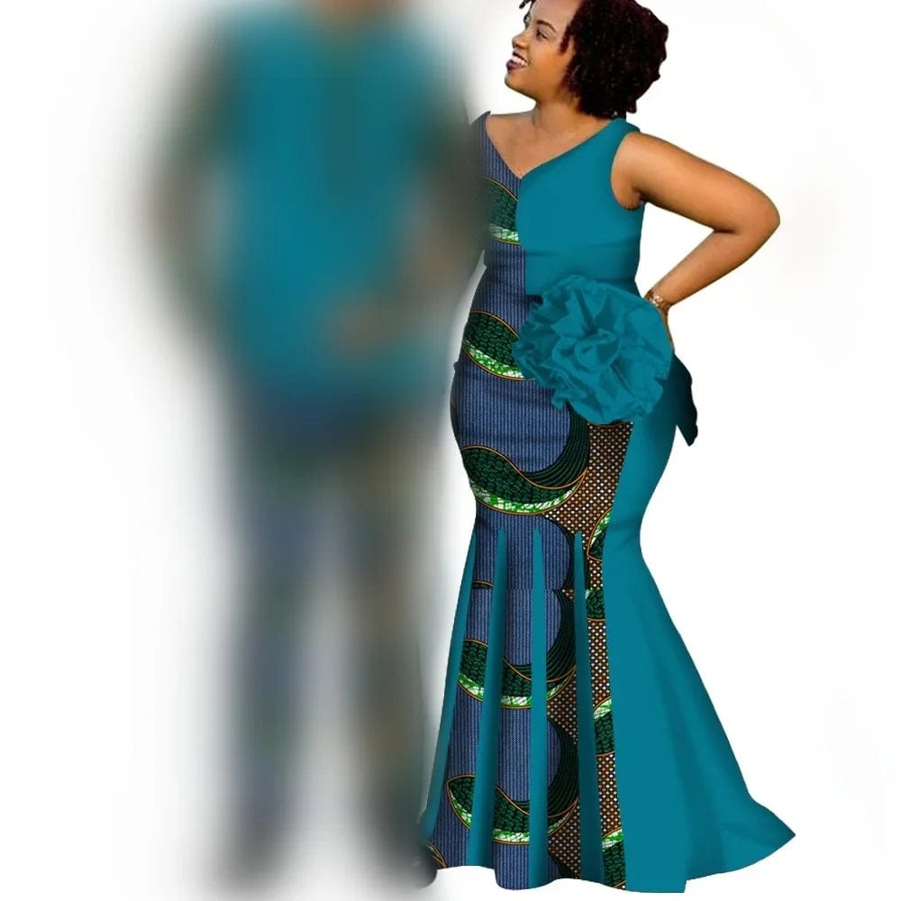 African Couple Clothes Women`s Long Maxi Dress And Men`s Tracksuit Dashiki Outfits Shirts And Pants Set Evening Wedding Party - SHOWLU FASHION STORE