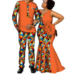 African Couple Clothes Women`s Long Maxi Dress And Men`s Tracksuit Dashiki Outfits Shirts And Pants Set Evening Wedding Party - SHOWLU FASHION STORE