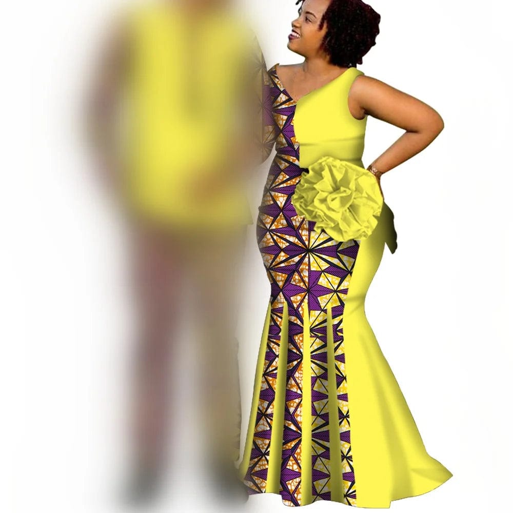 African Couple Clothes Women`s Long Maxi Dress And Men`s Tracksuit Dashiki Outfits Shirts And Pants Set Evening Wedding Party - SHOWLU FASHION STORE