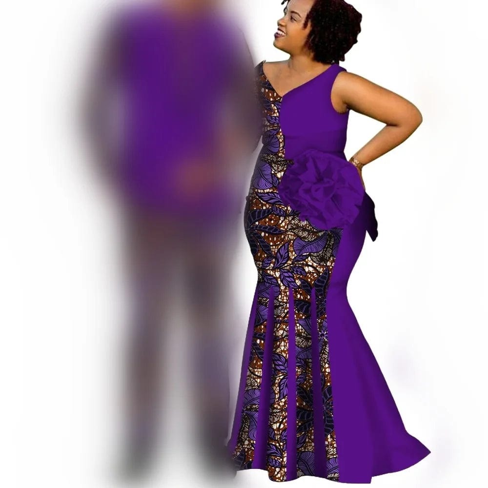 African Couple Clothes Women`s Long Maxi Dress And Men`s Tracksuit Dashiki Outfits Shirts And Pants Set Evening Wedding Party - SHOWLU FASHION STORE