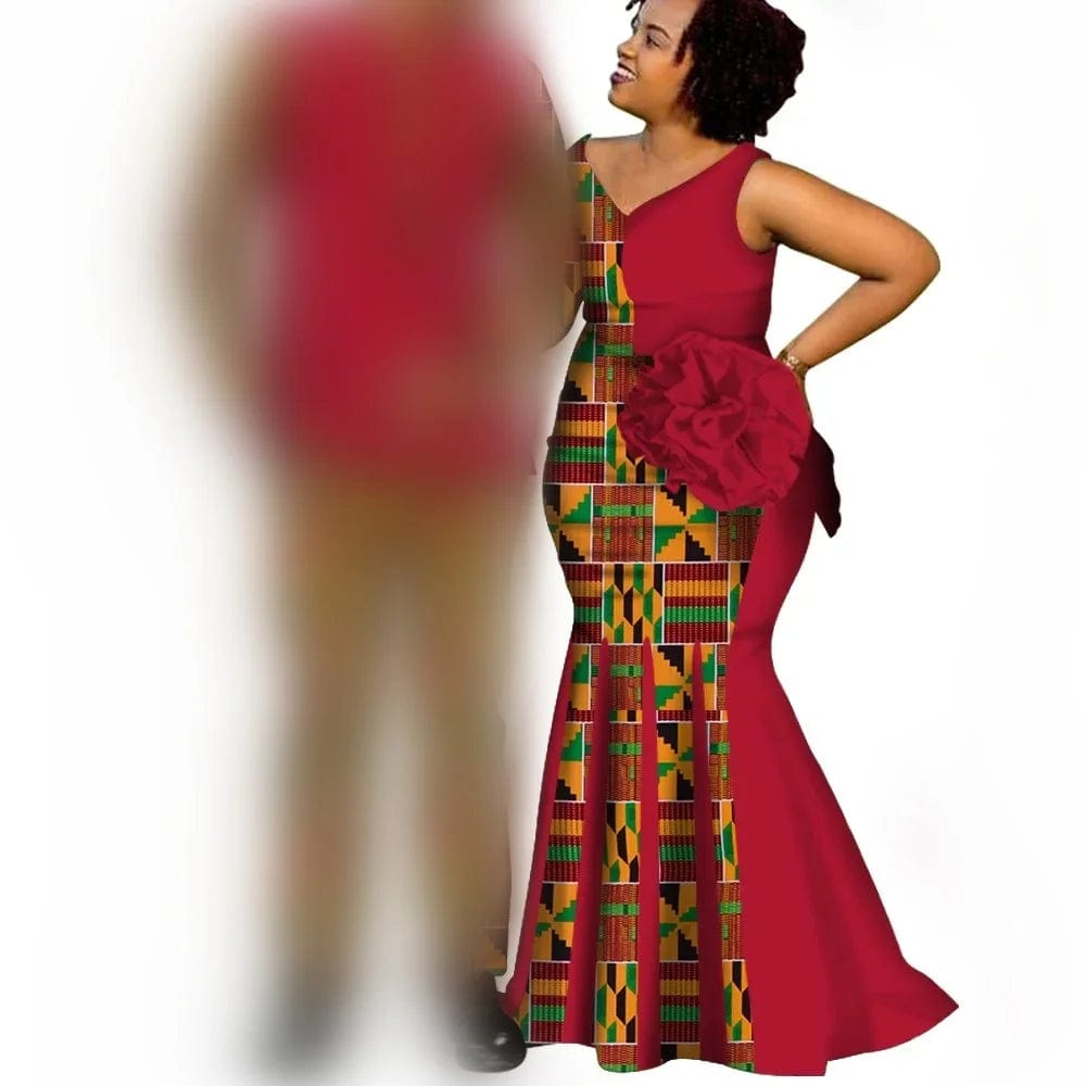 African Couple Clothes Women`s Long Maxi Dress And Men`s Tracksuit Dashiki Outfits Shirts And Pants Set Evening Wedding Party - SHOWLU FASHION STORE