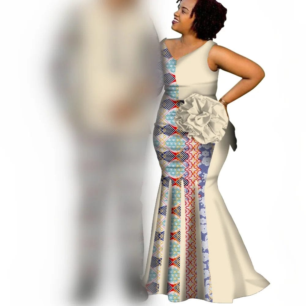 African Couple Clothes Women`s Long Maxi Dress And Men`s Tracksuit Dashiki Outfits Shirts And Pants Set Evening Wedding Party - SHOWLU FASHION STORE