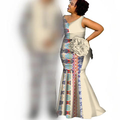 African Couple Clothes Women`s Long Maxi Dress And Men`s Tracksuit Dashiki Outfits Shirts And Pants Set Evening Wedding Party - SHOWLU FASHION STORE