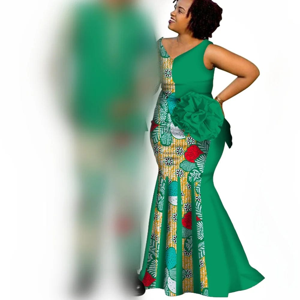 African Couple Clothes Women`s Long Maxi Dress And Men`s Tracksuit Dashiki Outfits Shirts And Pants Set Evening Wedding Party - SHOWLU FASHION STORE