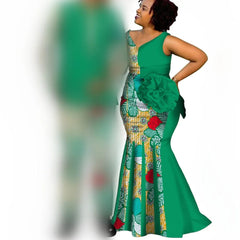 African Couple Clothes Women`s Long Maxi Dress And Men`s Tracksuit Dashiki Outfits Shirts And Pants Set Evening Wedding Party - SHOWLU FASHION STORE