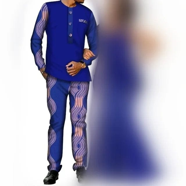 African Couple Clothes Women`s Long Maxi Dress And Men`s Tracksuit Dashiki Outfits Shirts And Pants Set Evening Wedding Party - SHOWLU FASHION STORE