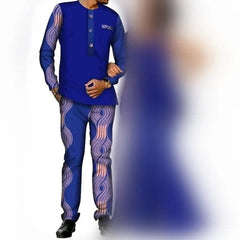 African Couple Clothes Women`s Long Maxi Dress And Men`s Tracksuit Dashiki Outfits Shirts And Pants Set Evening Wedding Party - SHOWLU FASHION STORE