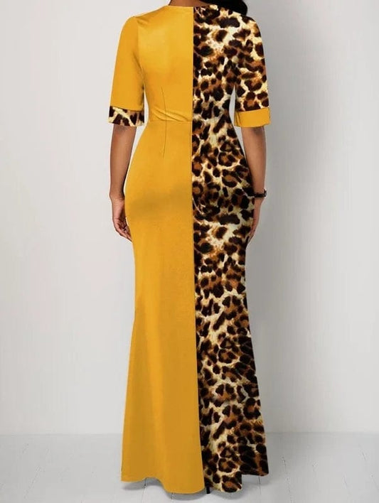 African Design Dashiki Dress Print Leopard Muslim Abaya Bazin Robe Gowns Africa Long Maxi Dresses Riche Lady Traditional Islamic - SHOWLU FASHION STORE