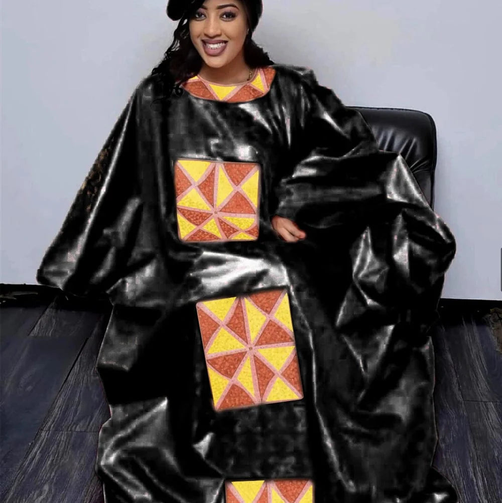 Plus size African Dashiki dress by Showlu Fashion with colorful embroidery, cotton fabric, and traditional design for women.
