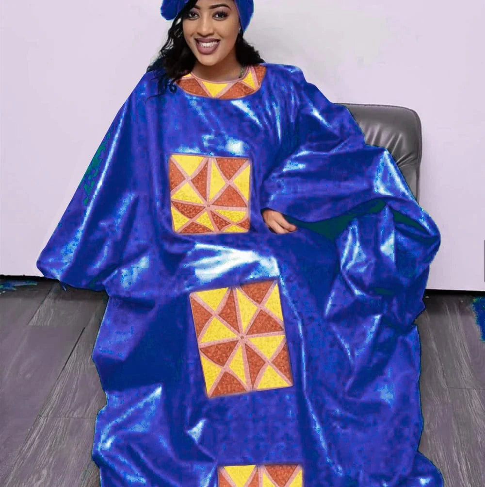 Showlu Fashion African Dashiki dress for women, featuring colorful embroidery, cotton fabric, and a plus-size fit.