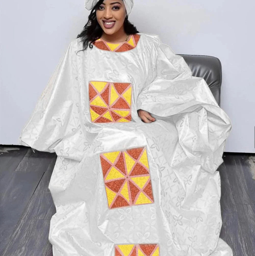 Showlu Fashion African dashiki dress for women with colorful embroidery, plus size cotton fabric, traditional and stylish design.