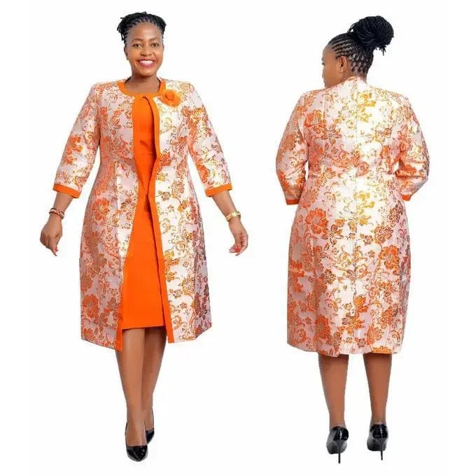Showlu Fashion women's African Dashiki 2-piece set with vibrant flower print, traditional abaya and boubou robe, stylish and colorful.