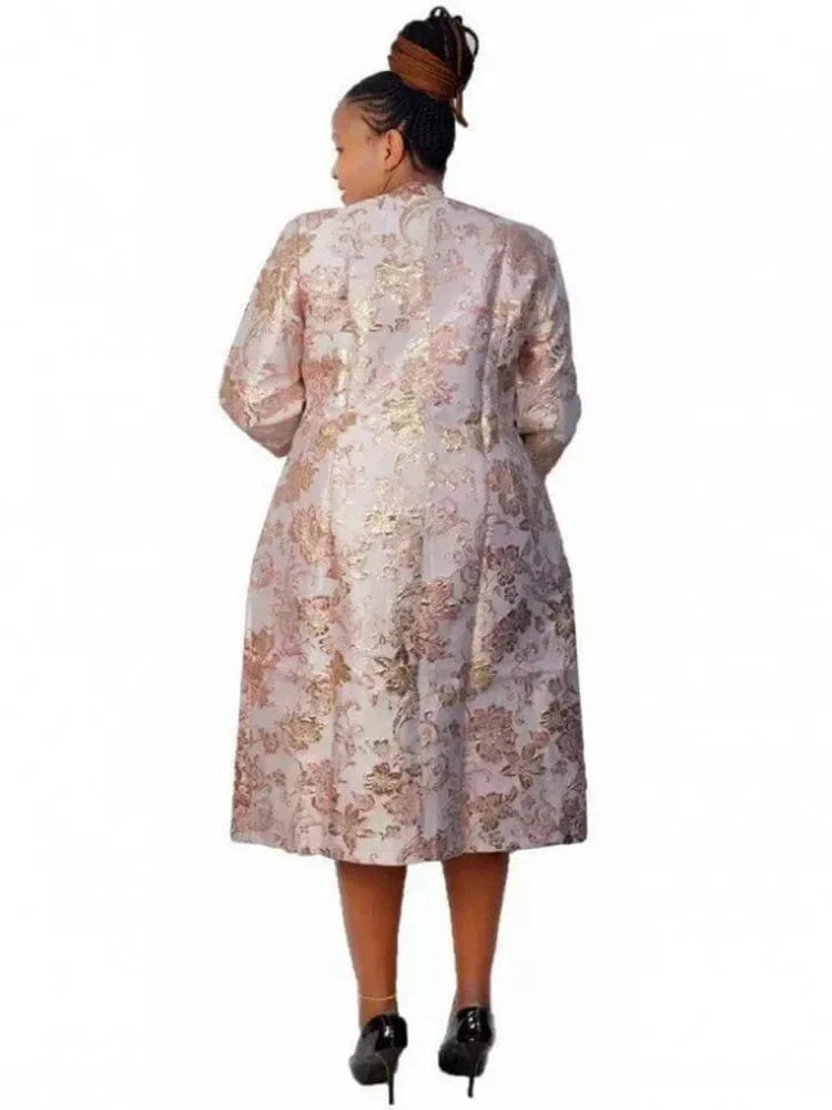 Showlu Fashion women's African Dashiki 2-piece set with vibrant flower print, traditional abaya and boubou style for Muslim fashion.