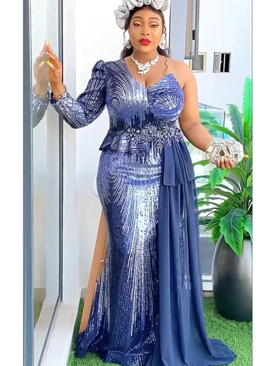African sequin evening party dress by SHOWLU FASHION STORE, plus size long robe with vibrant dashiki and Ankara design
