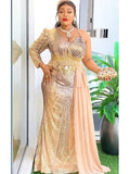Plus size African sequin evening party dress with long dashiki-inspired design, featuring vibrant patterns and elegant style.