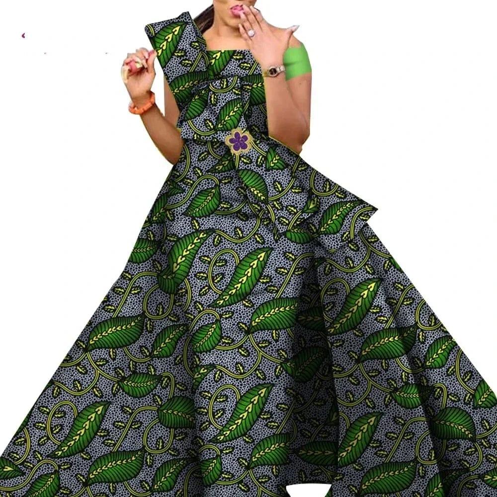 Wingfei African print cotton Danshiki skirt, traditional wedding dress for women, showcasing vibrant patterns and comfortable fabric.