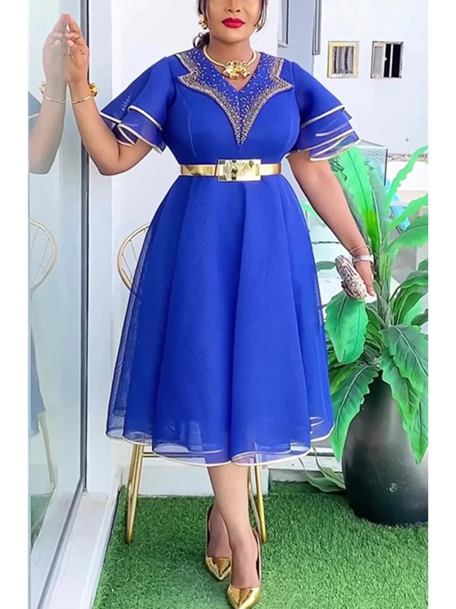 Elegant African Dashiki Ankara gown by SHOWLU FASHION STORE, plus-size Muslim wedding dress with vibrant patterns and flowing design.