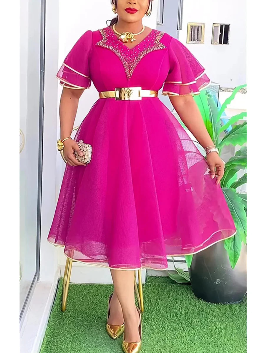 Elegant African Dashiki Ankara gown by SHOWLU FASHION, featuring vibrant patterns, long design, perfect for Muslim weddings and celebrations.