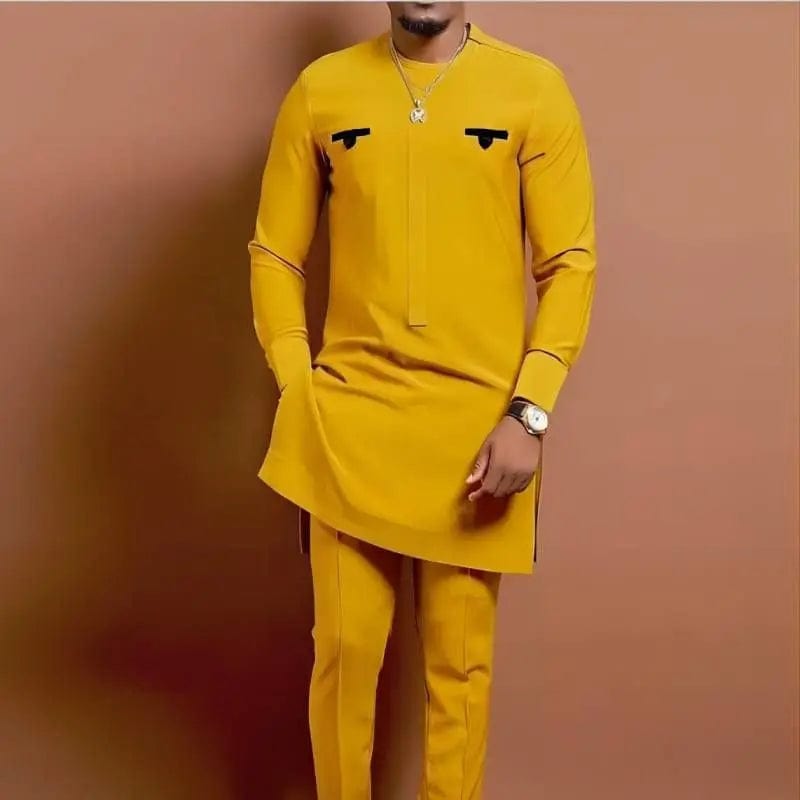 African Men's Clothing Fashion Embroidered Top And Trousers 2 Piece Set Elegant Classic Slim Party Ball Casual Beautiful Suit - SHOWLU FASHION STORE