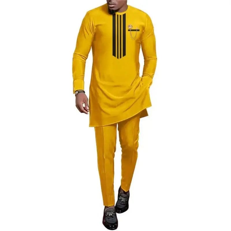 African Men's Clothing Fashion Embroidered Top And Trousers 2 Piece Set Elegant Classic Slim Party Ball Casual Beautiful Suit - SHOWLU FASHION STORE