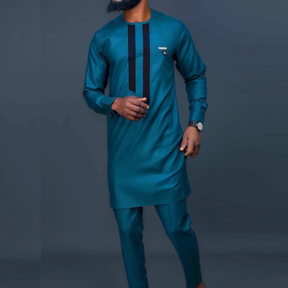 African Men's Clothing Fashion Embroidered Top And Trousers 2 Piece Set Elegant Classic Slim Party Ball Casual Beautiful Suit - SHOWLU FASHION STORE