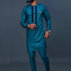 African Men's Clothing Fashion Embroidered Top And Trousers 2 Piece Set Elegant Classic Slim Party Ball Casual Beautiful Suit - SHOWLU FASHION STORE