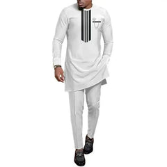 African Men's Clothing Fashion Embroidered Top And Trousers 2 Piece Set Elegant Classic Slim Party Ball Casual Beautiful Suit - SHOWLU FASHION STORE