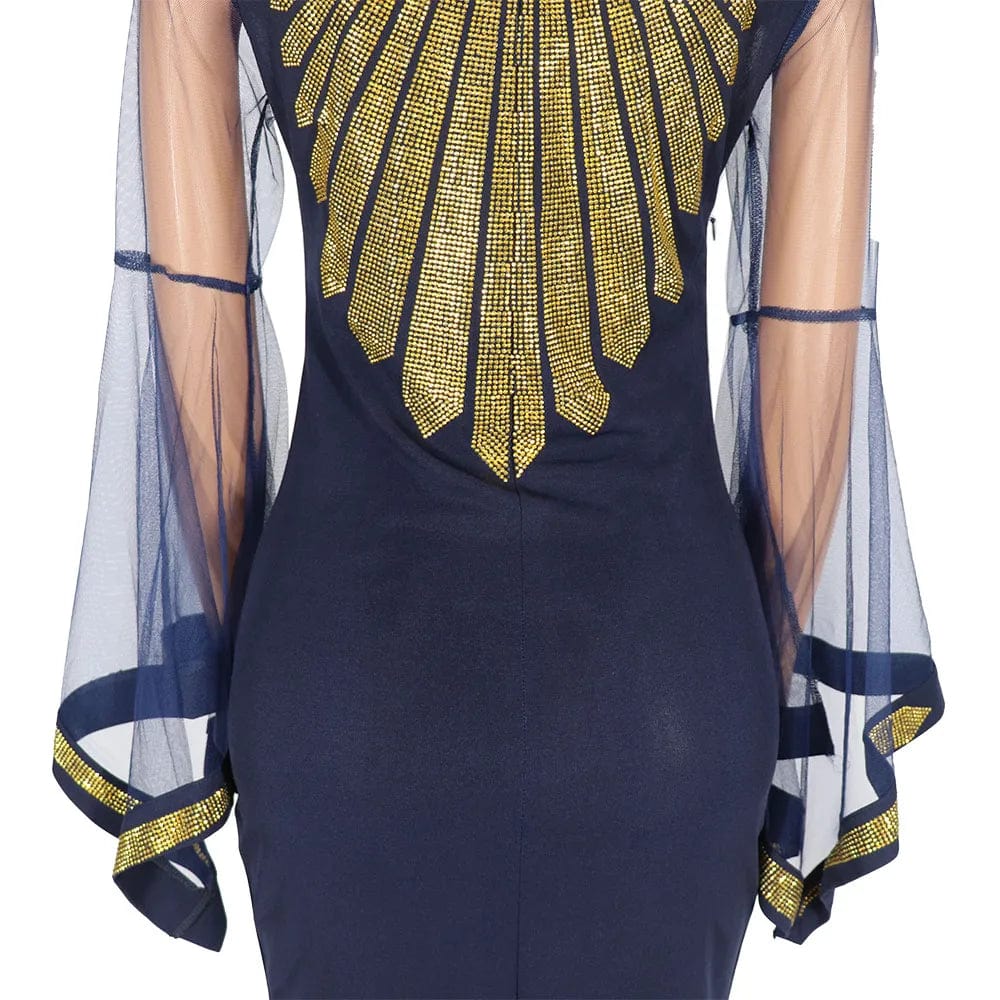 African Gauze Mermaid Dress with diamond stretch horn sleeves, fish tail design, and large size fit by SHOWLU FASHION STORE