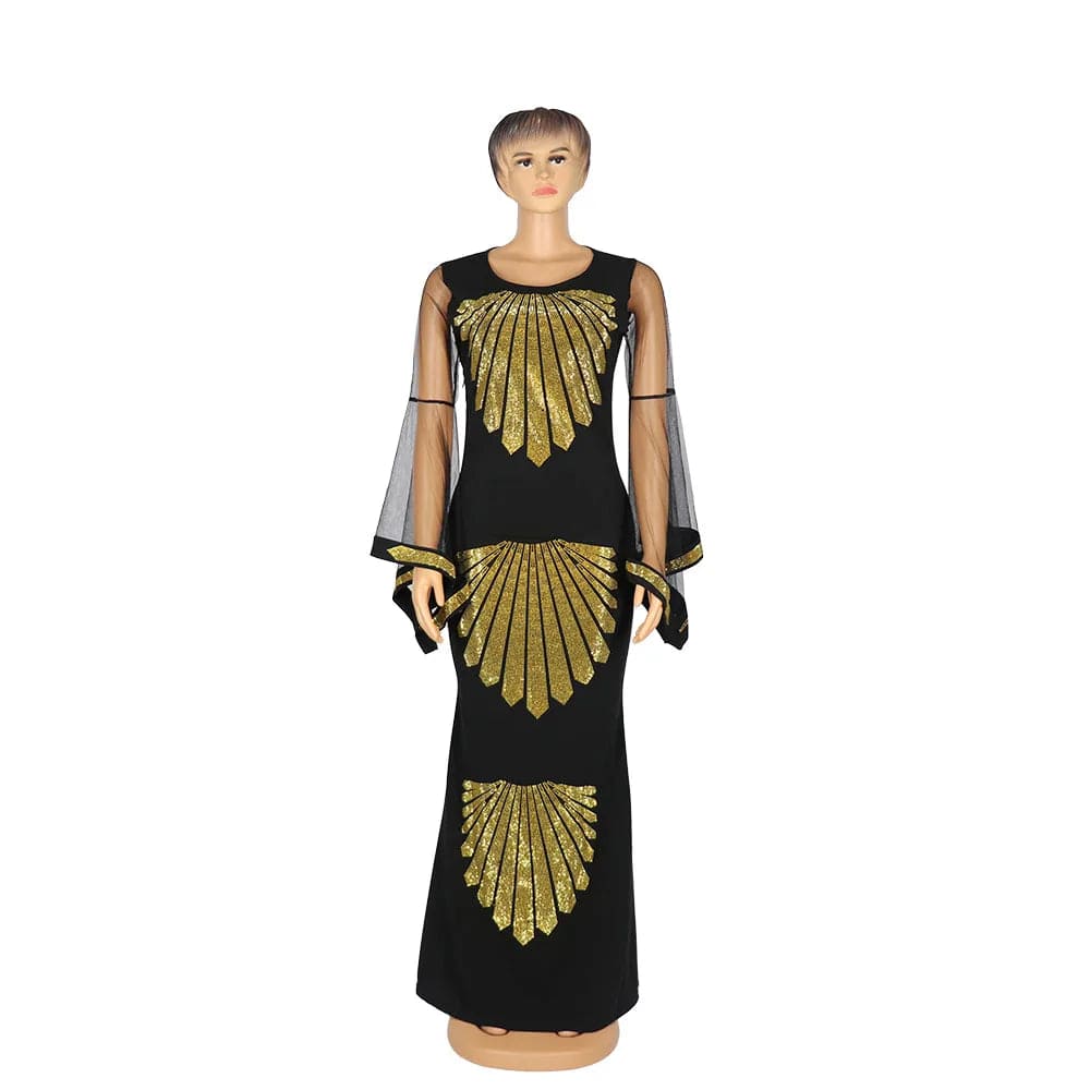 Amunyelia African Gauze Mermaid Dress by SHOWLU FASHION STORE, diamond stretch horn sleeve gown with fish tail design and large size fit