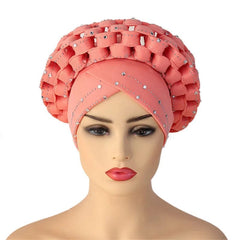 african Ready to Wear Autogele Headtie Glitter Diamonds Women Turban Cap - SHOWLU FASHION STORE