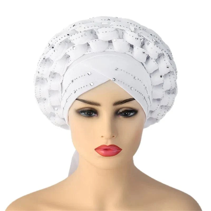 African Autogele headtie by Showlu Fashion Store, glitter diamond turban cap for women, vibrant and stylish headwrap for special occasions.