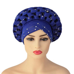 african Ready to Wear Autogele Headtie Glitter Diamonds Women Turban Cap - SHOWLU FASHION STORE