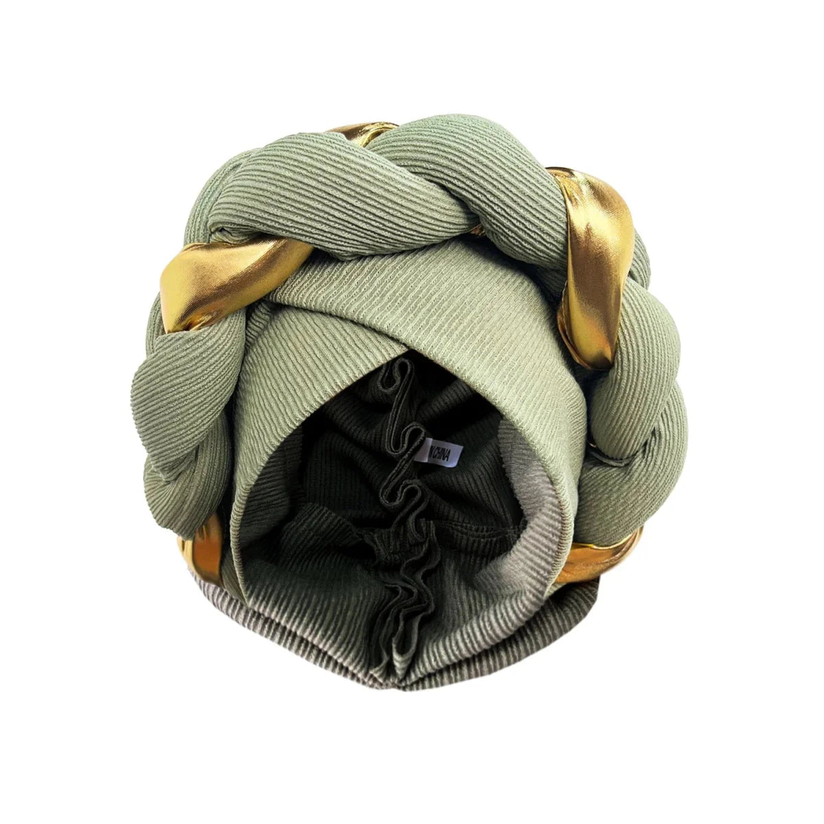 African turban cap by Showlu Fashion Store, pleated Muslim hijab and Arab hair accessory, wrapped head covering for women.